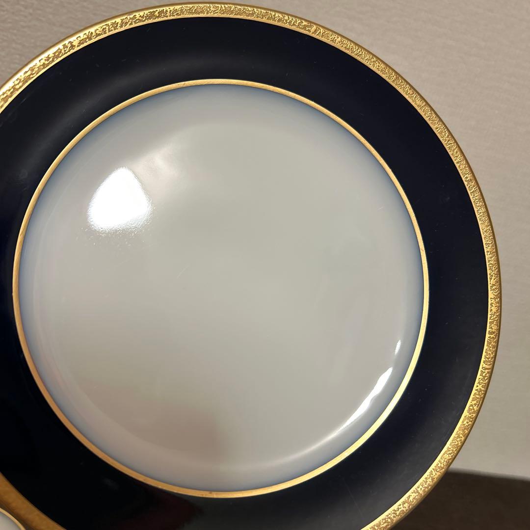 大倉陶園　ロイヤルブルー　瑠璃金彩金蝕　デザートプレート　19.5cm