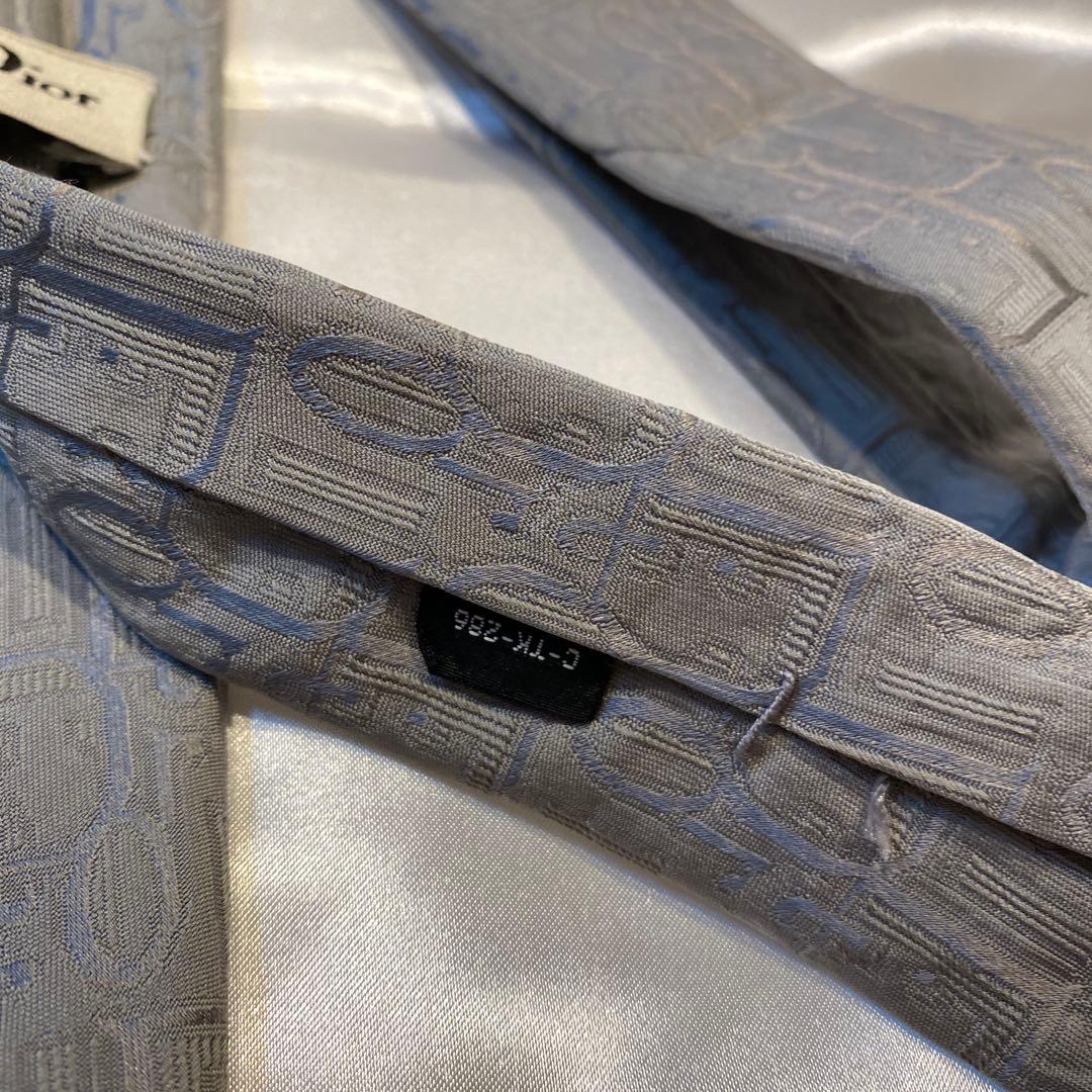 Christian Dior ディオール　グレー トロッターシルクネクタイ