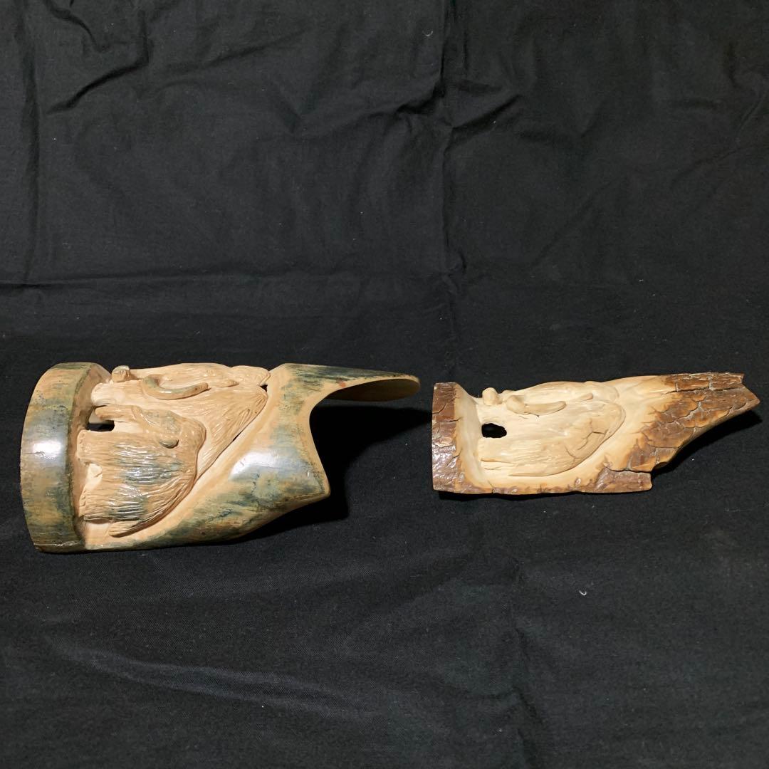 マンモスの牙にマンモスの彫刻 古美術 年代物