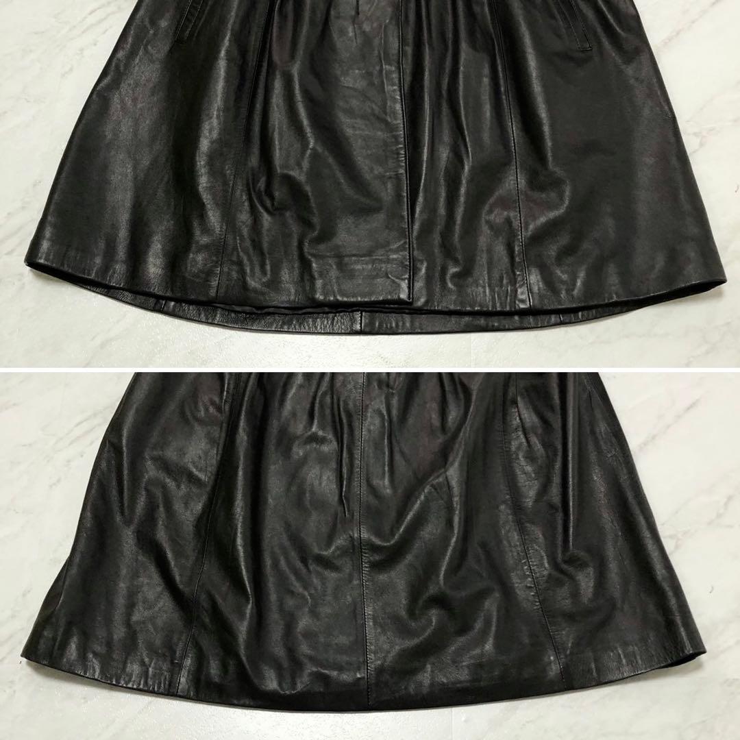 ✨極美品✨バルマン ロングコート 2way オールレザー 羊革 フォックス 黒