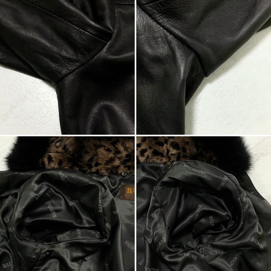 ✨極美品✨バルマン ロングコート 2way オールレザー 羊革 フォックス 黒