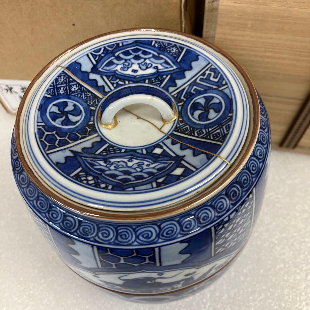 茶道具　水差　祥瑞　青絵水指　井上春￼峰　造(祥瑞写) NAB1