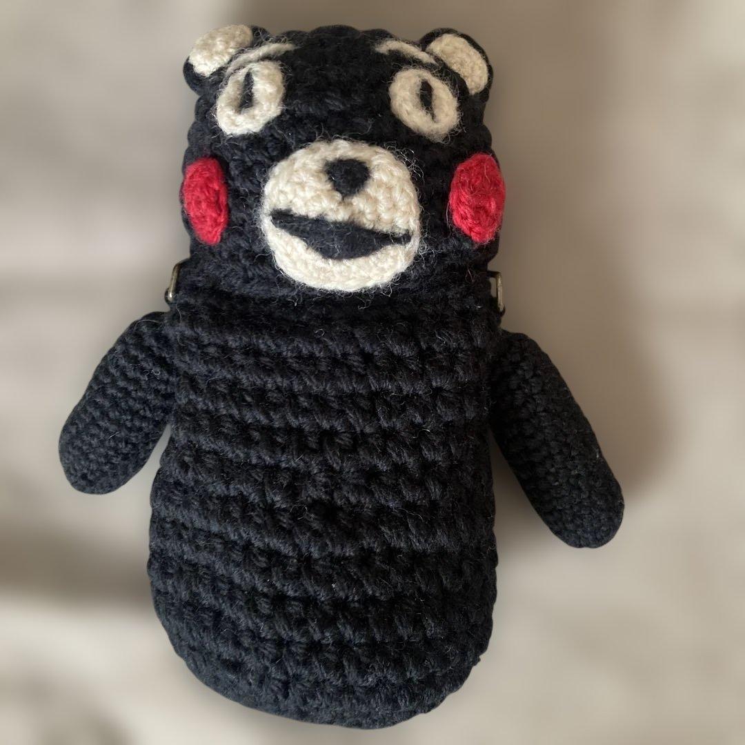 くま ポシェット ハンドメイド作家 編みぐるみ 手編み 希少 1点物 携帯ポーチ