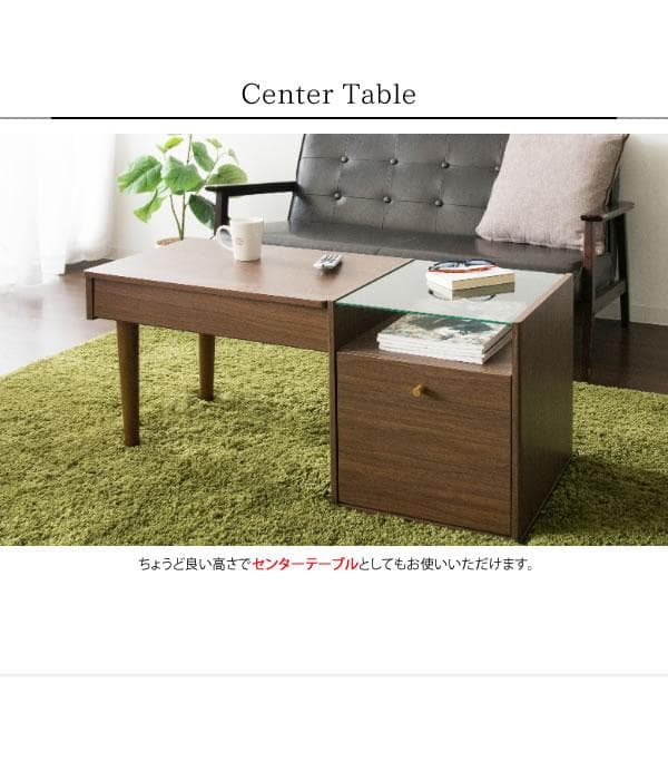 ドレッサー ローデスクタイプ 収納付 おしゃれ 北欧テイスト ブラウン