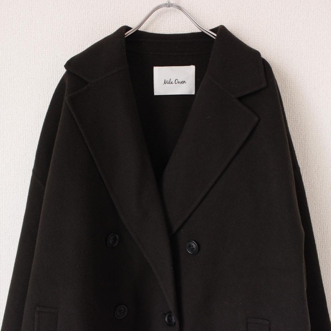 【24AW】Mila Owen ワイドシルエットダブルブレストコート ブラック