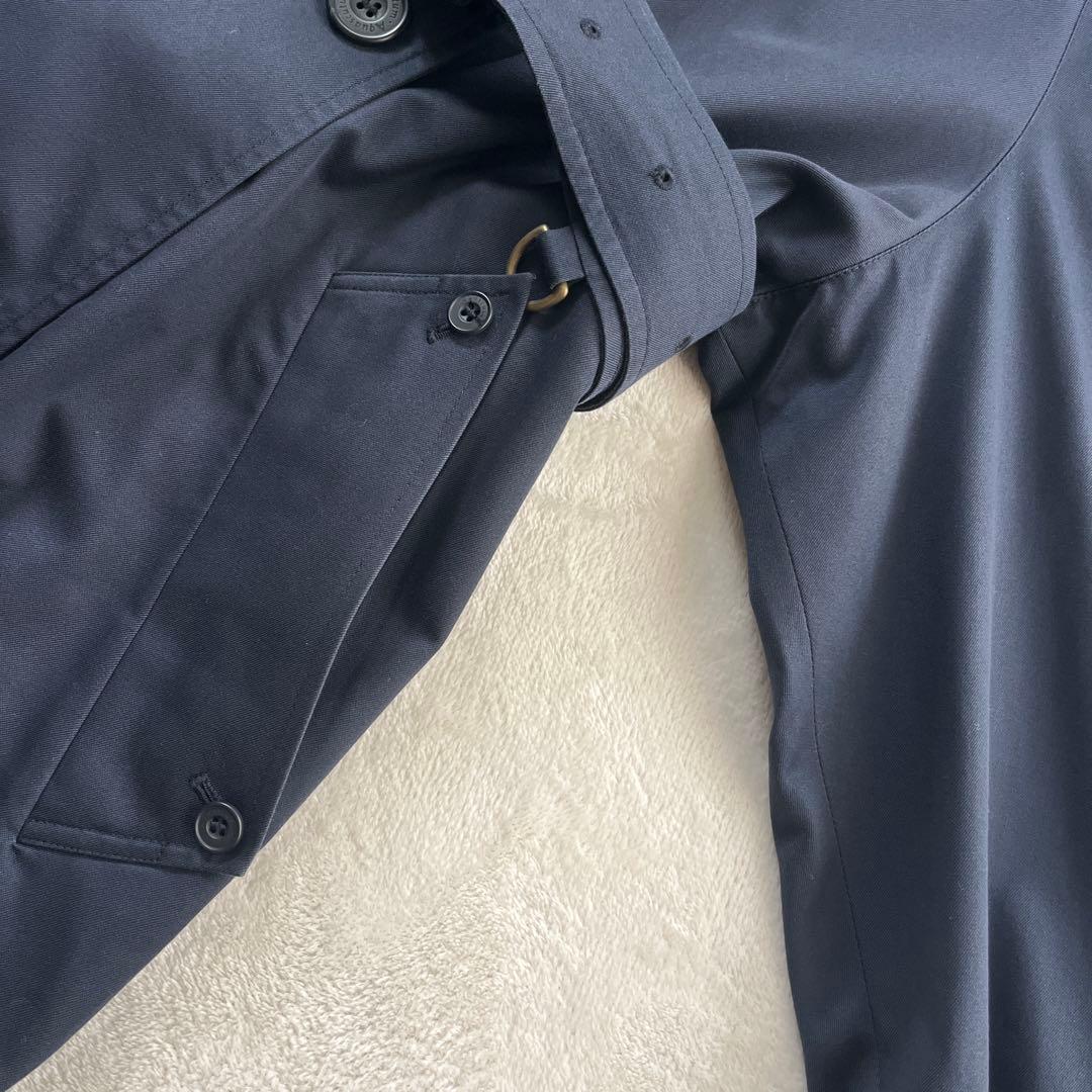 ★アクアスキュータム　トレンチコート　ネイビー　クラブチェック　ベルト