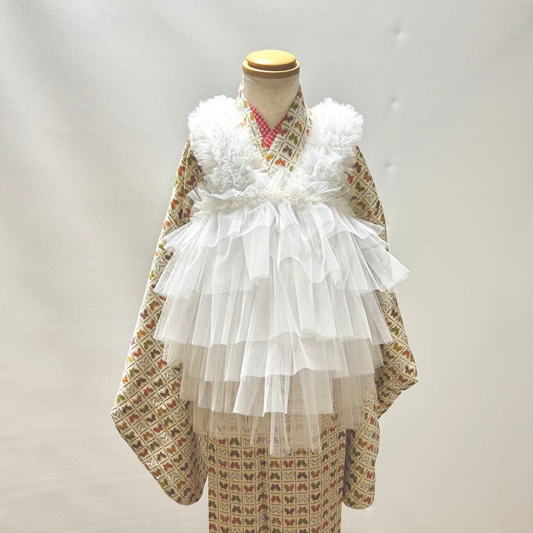 被布エプロン【琥珀フリル】チュール被布　被布ドレス　七五三チュールドレス被布