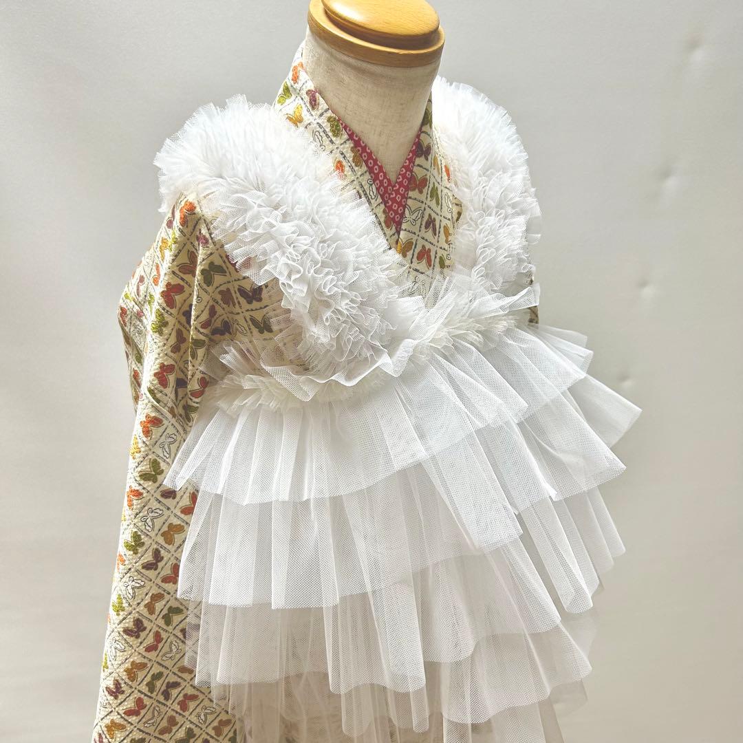被布エプロン【琥珀フリル】チュール被布　被布ドレス　七五三チュールドレス被布