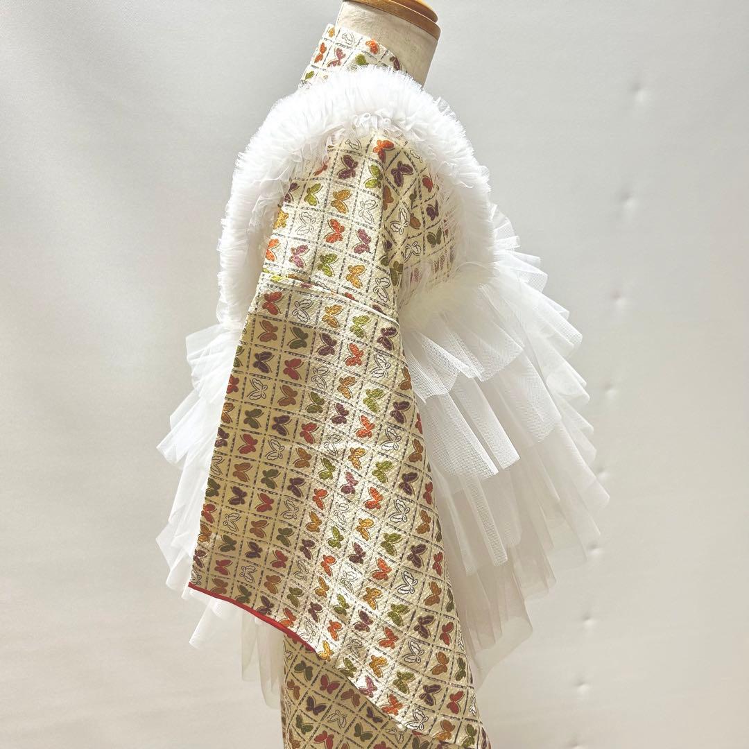 被布エプロン【琥珀フリル】チュール被布　被布ドレス　七五三チュールドレス被布