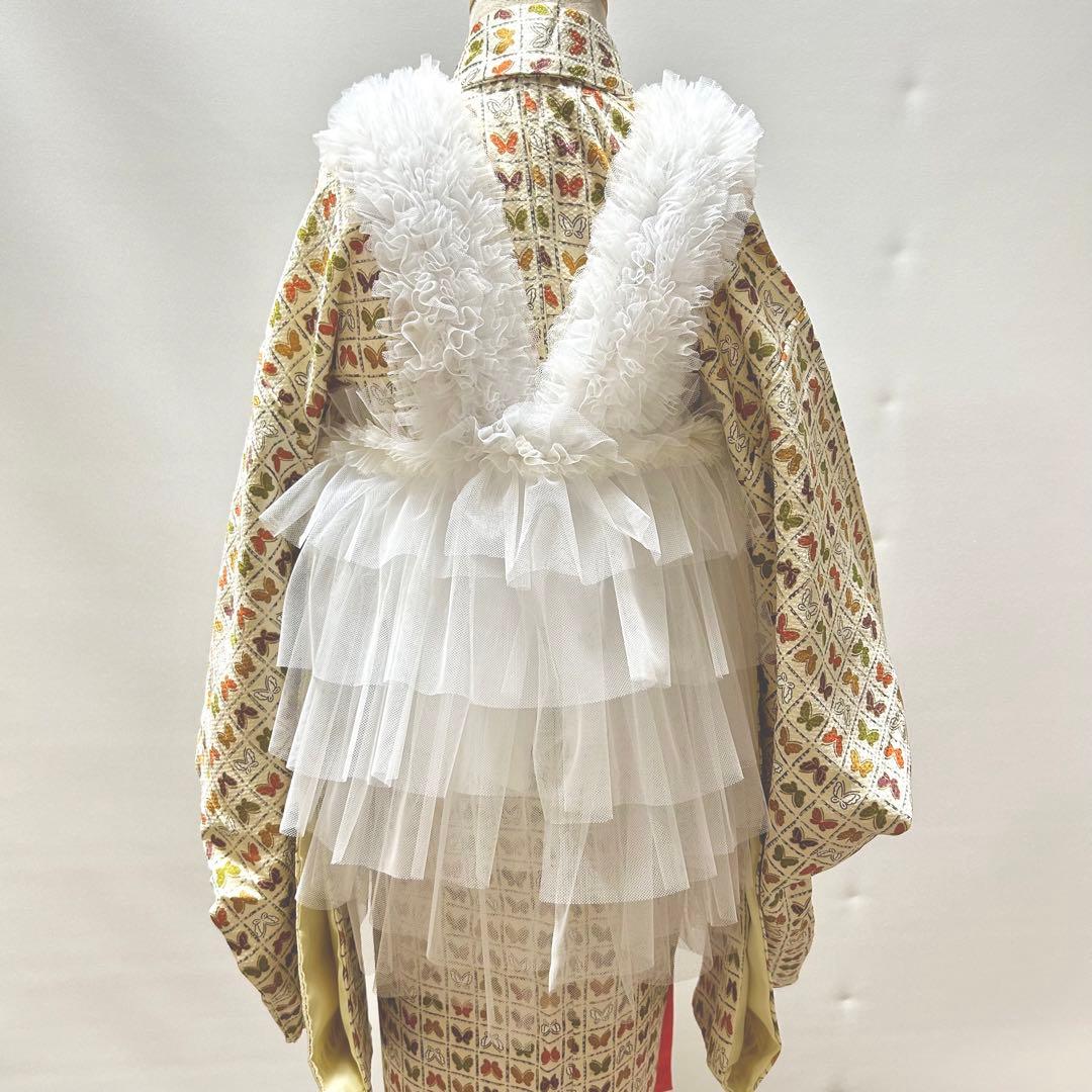 被布エプロン【琥珀フリル】チュール被布　被布ドレス　七五三チュールドレス被布