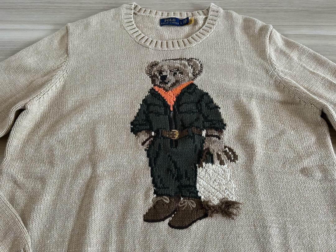 ポロラルフローレン ポロベアニット セーター ベージュ Lサイズ
