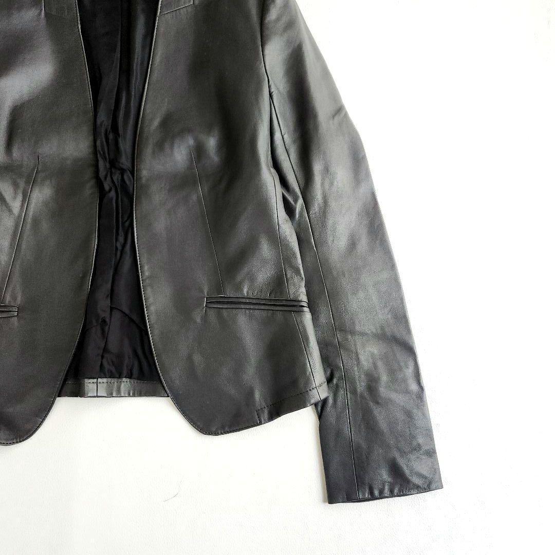 INDIVI　インディヴィ　新品　ラムレザー　ノーカラージャケット　グレー　羊革