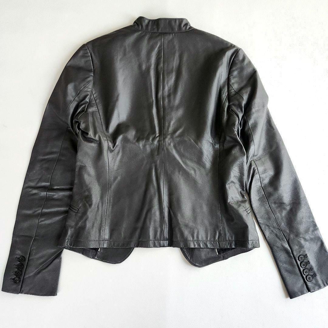 INDIVI　インディヴィ　新品　ラムレザー　ノーカラージャケット　グレー　羊革