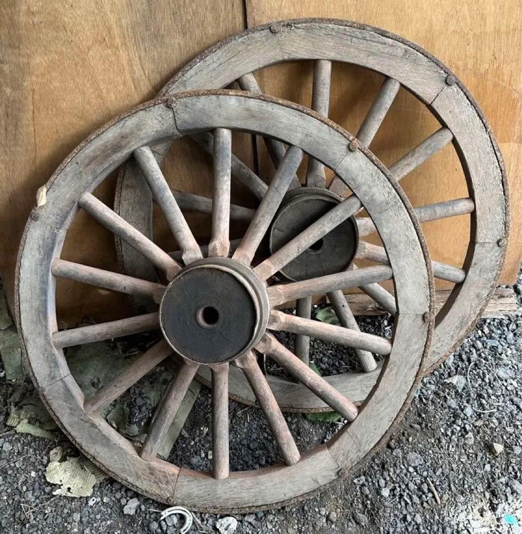 大八車　車輪　古民具　アンティーク　レトロ　ガーデニング