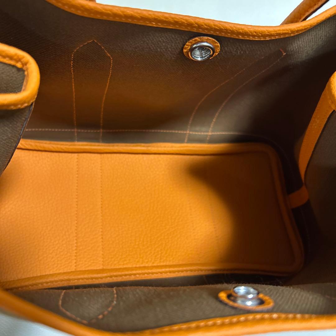 エルメス　ガーデンパーティー　キャンバス✕レザー　サイズTPM