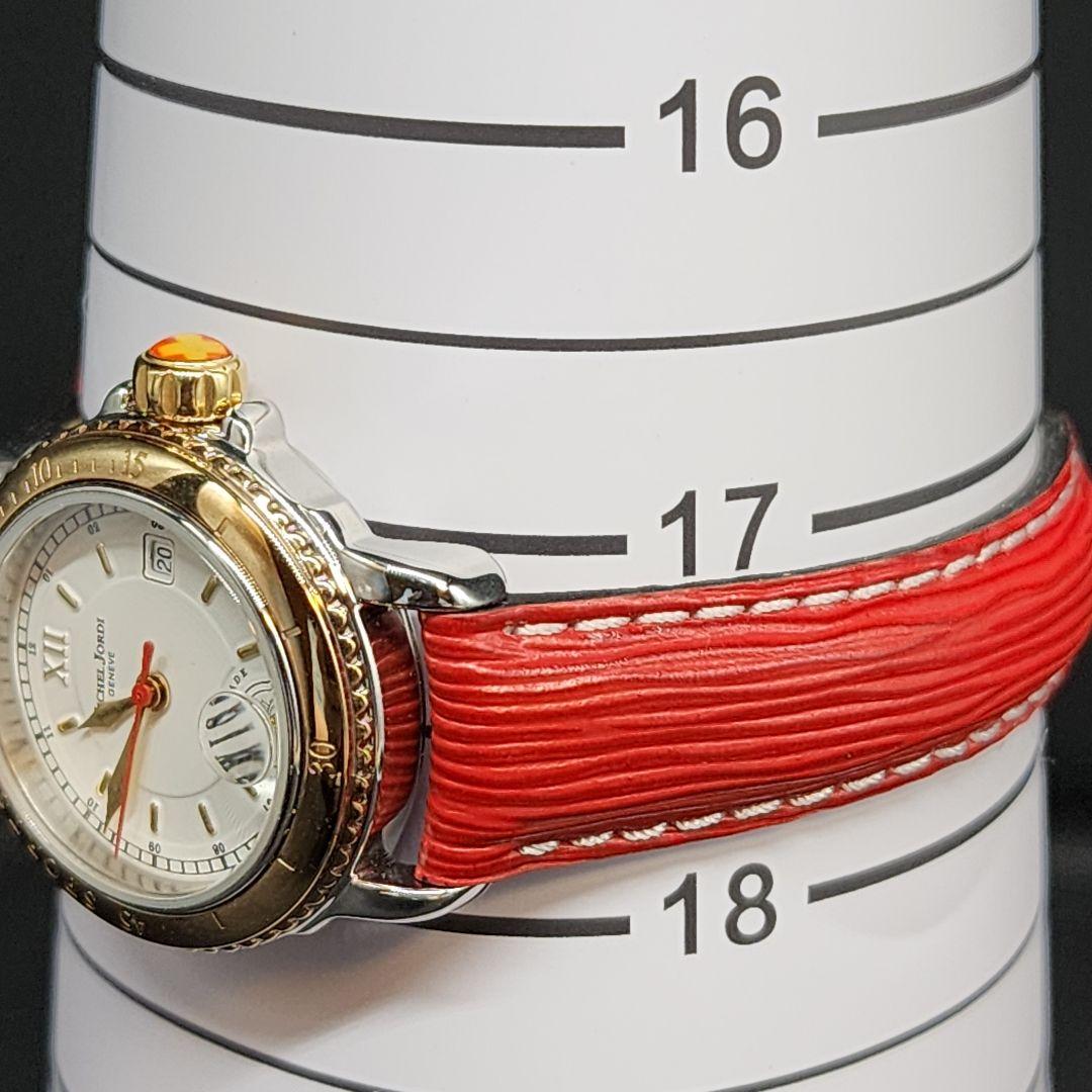 sahara】 ミシェルジョルディ　腕時計　クォーツ　新品電池　花柄　赤