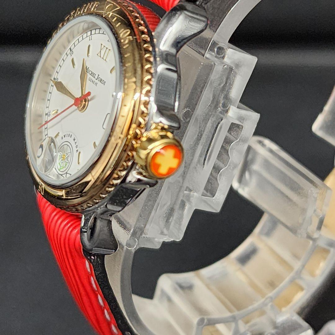 sahara】 ミシェルジョルディ　腕時計　クォーツ　新品電池　花柄　赤