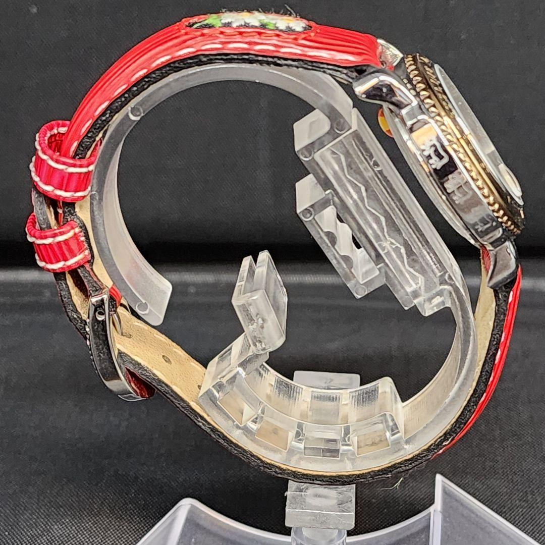 sahara】 ミシェルジョルディ　腕時計　クォーツ　新品電池　花柄　赤