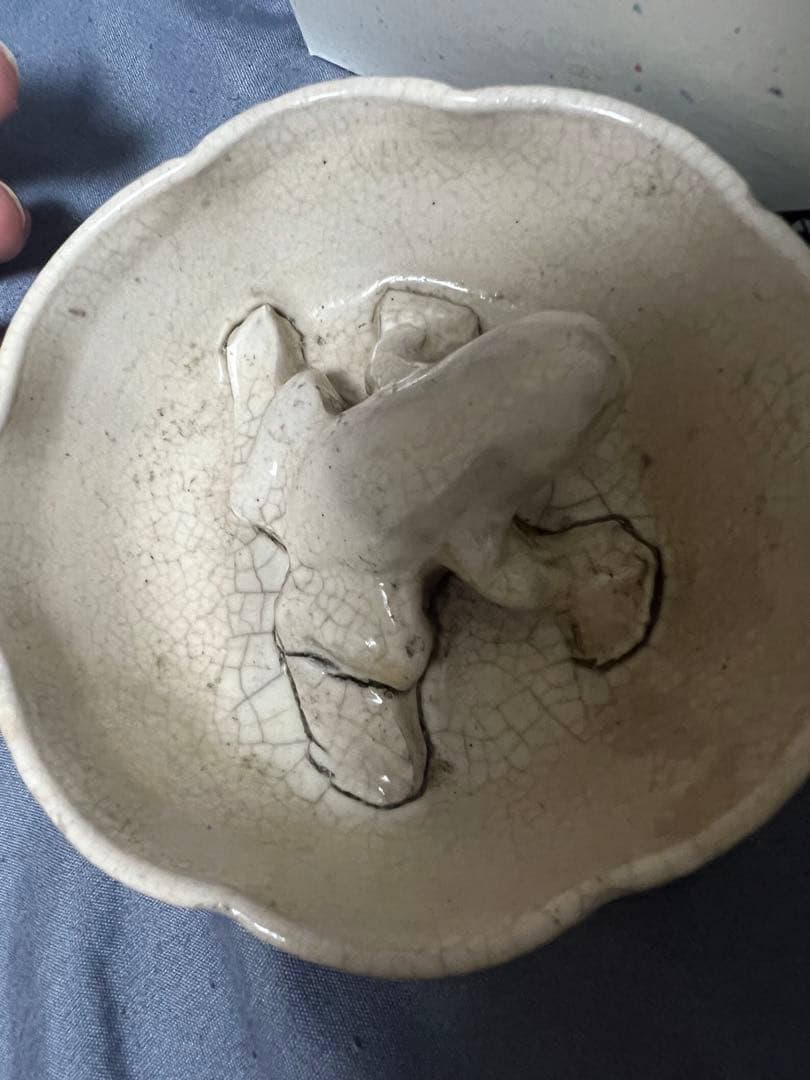 旧蔵　宋代 哥窑 青白釉 碗 文房具置物