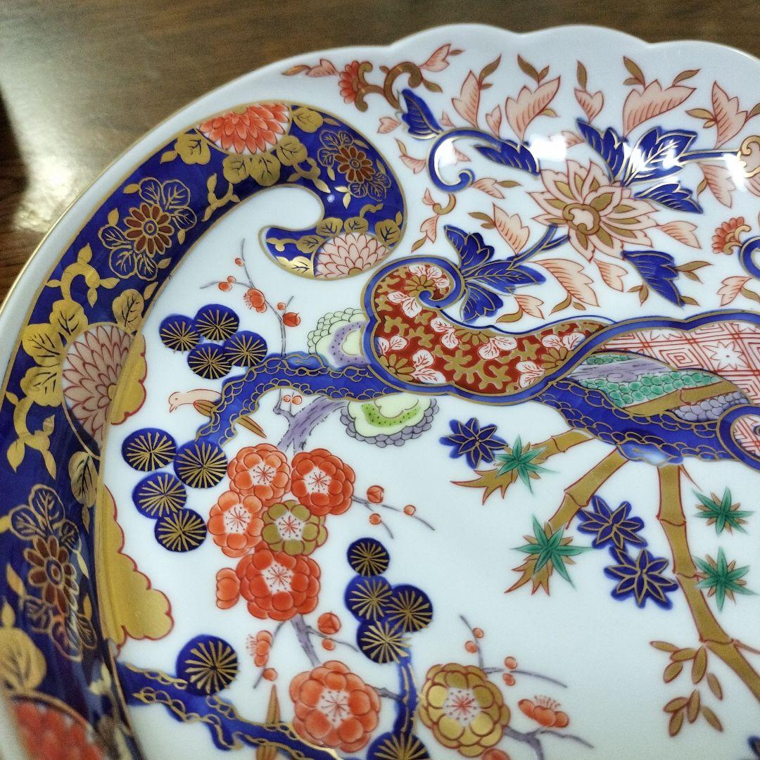 新品未使用　其泉窯　染錦松竹梅鳳凰文 盛皿　桐箱入り　賞美堂