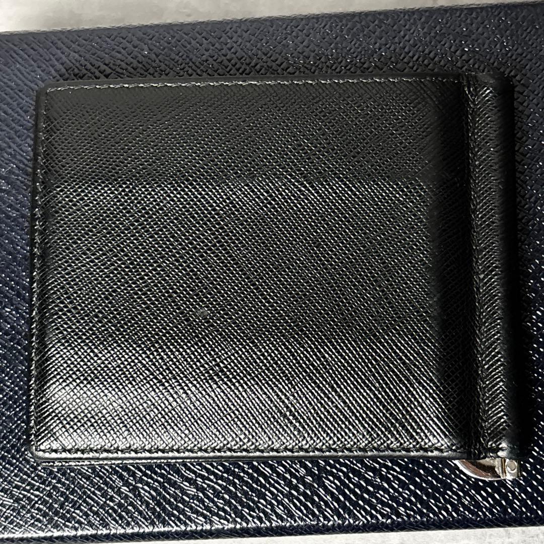 ✨極美品✨ PRADA マネークリップ ロゴ型押し サフィアーノレザー ブラック