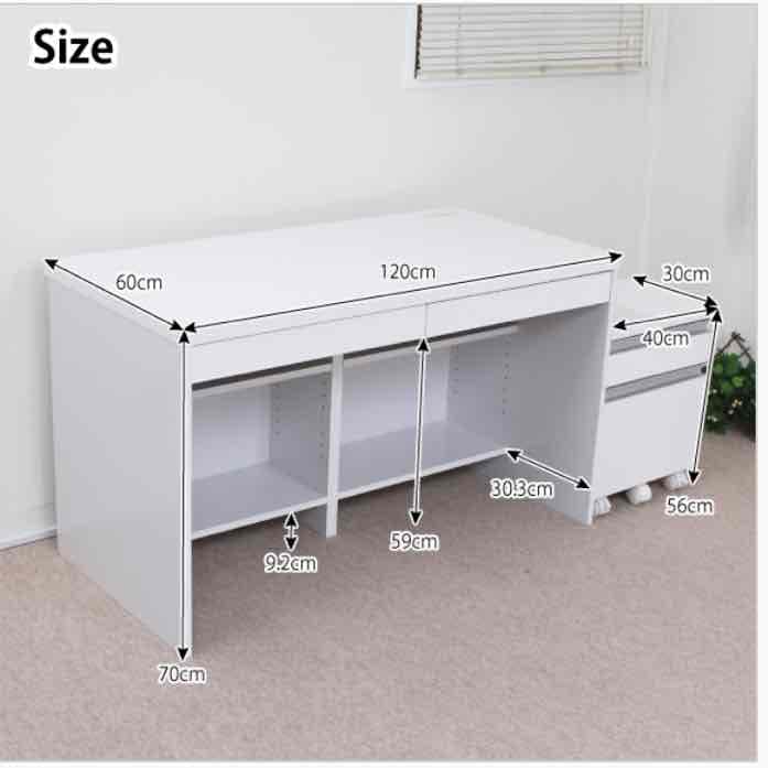 美しい鏡面仕上げ！デスク、チェスト2点セット