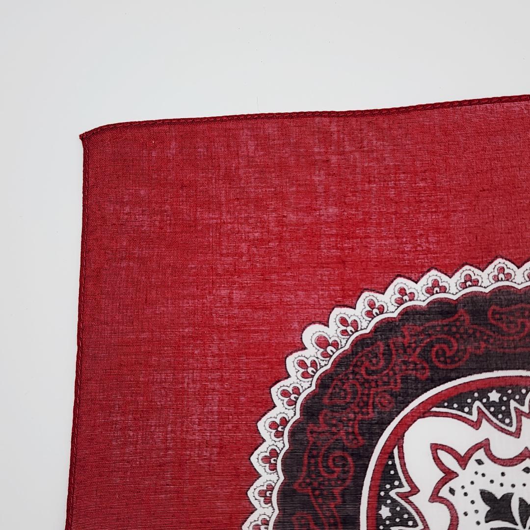 極美品 GUCCI グッチ バンダナ ハンカチ ペイズリー柄 コットン レッド.