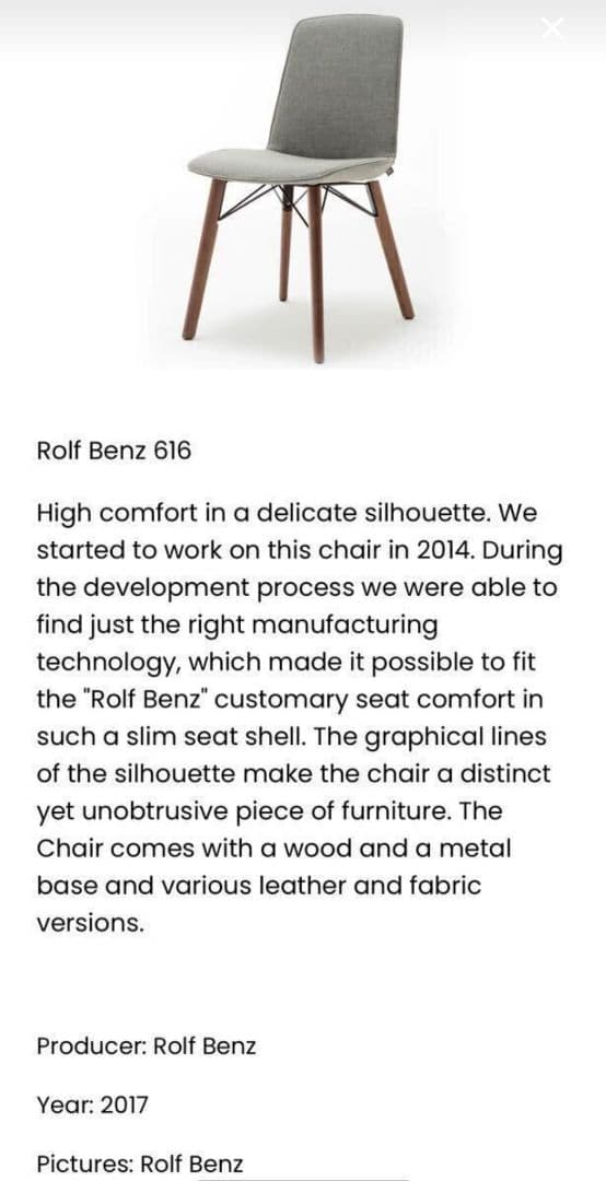 極美品 ROLFBENZ ロルフベンツ 616 ダイニングチェア レザー