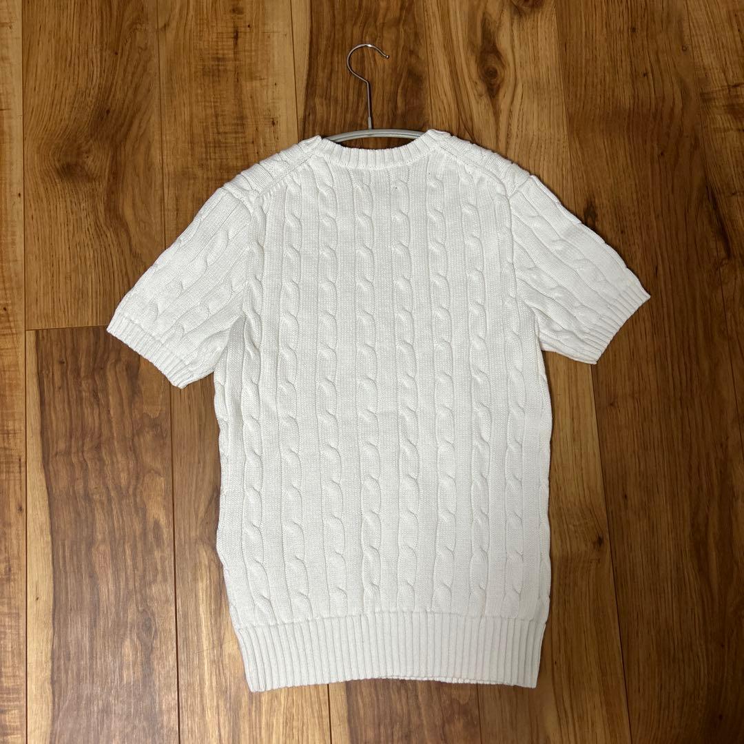 ラルフローレン ホワイト ケーブルサマーニット 半袖セーター