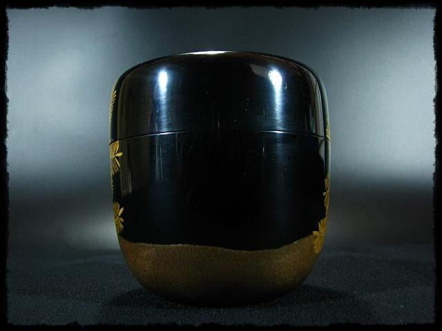 時代 金蒔絵 松鶴流水文 棗 内梨子地 茶道具 u50