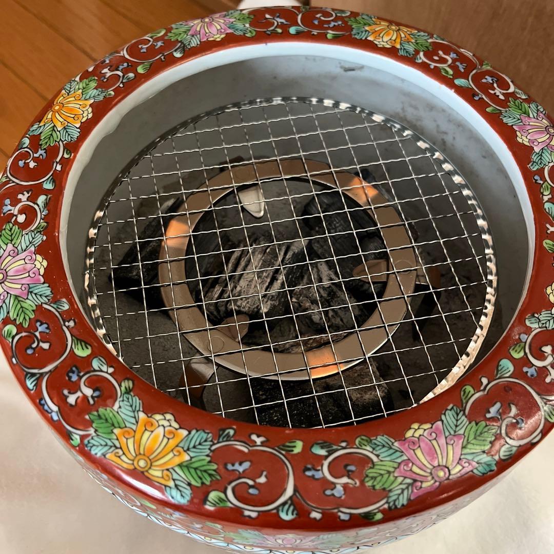 火鉢 五徳 灰有り 網付き