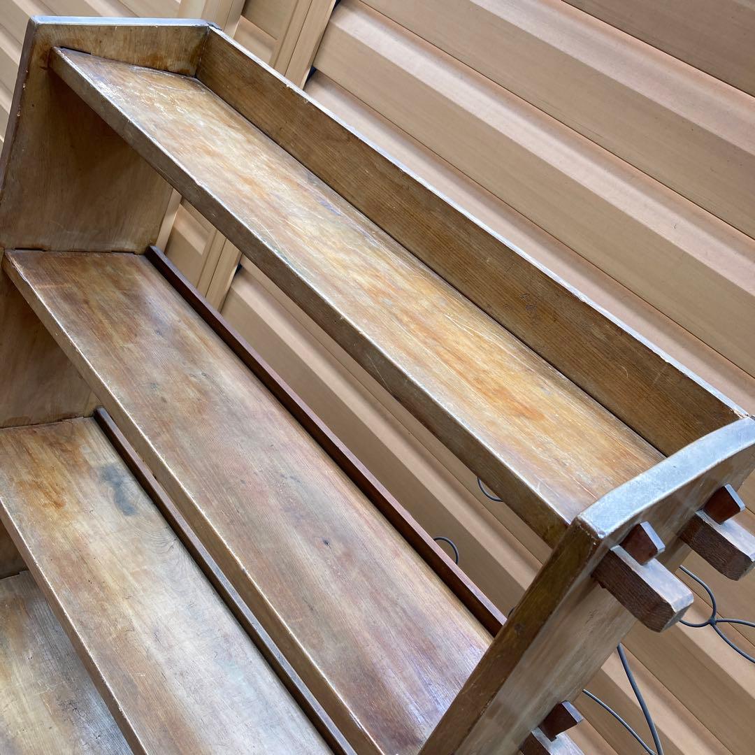 昭和レトロ　本棚　楔棚　木製　くさび