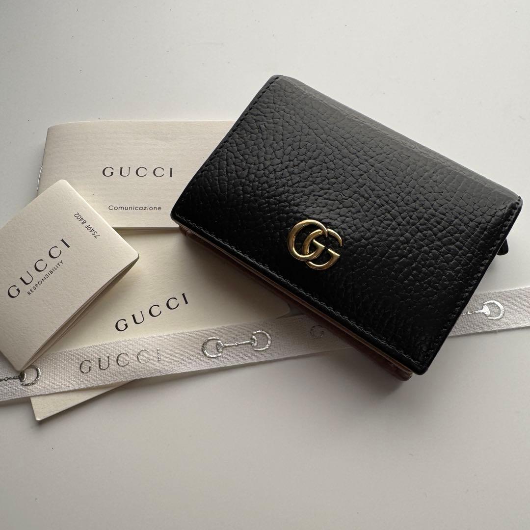 【美品】 182 GUCCI グッチ マーモント 2つ折り 財布 コンパクト