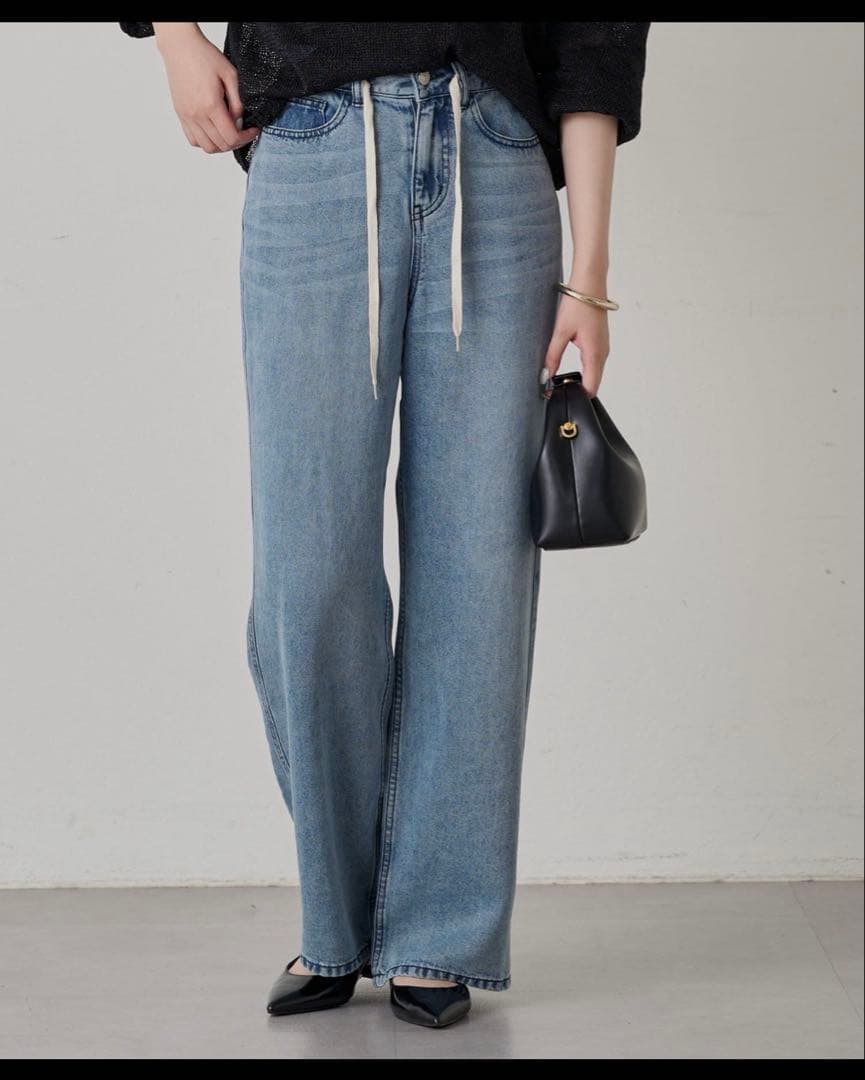 ライトドロストデニムパンツ loungedress ラウンジドレス s