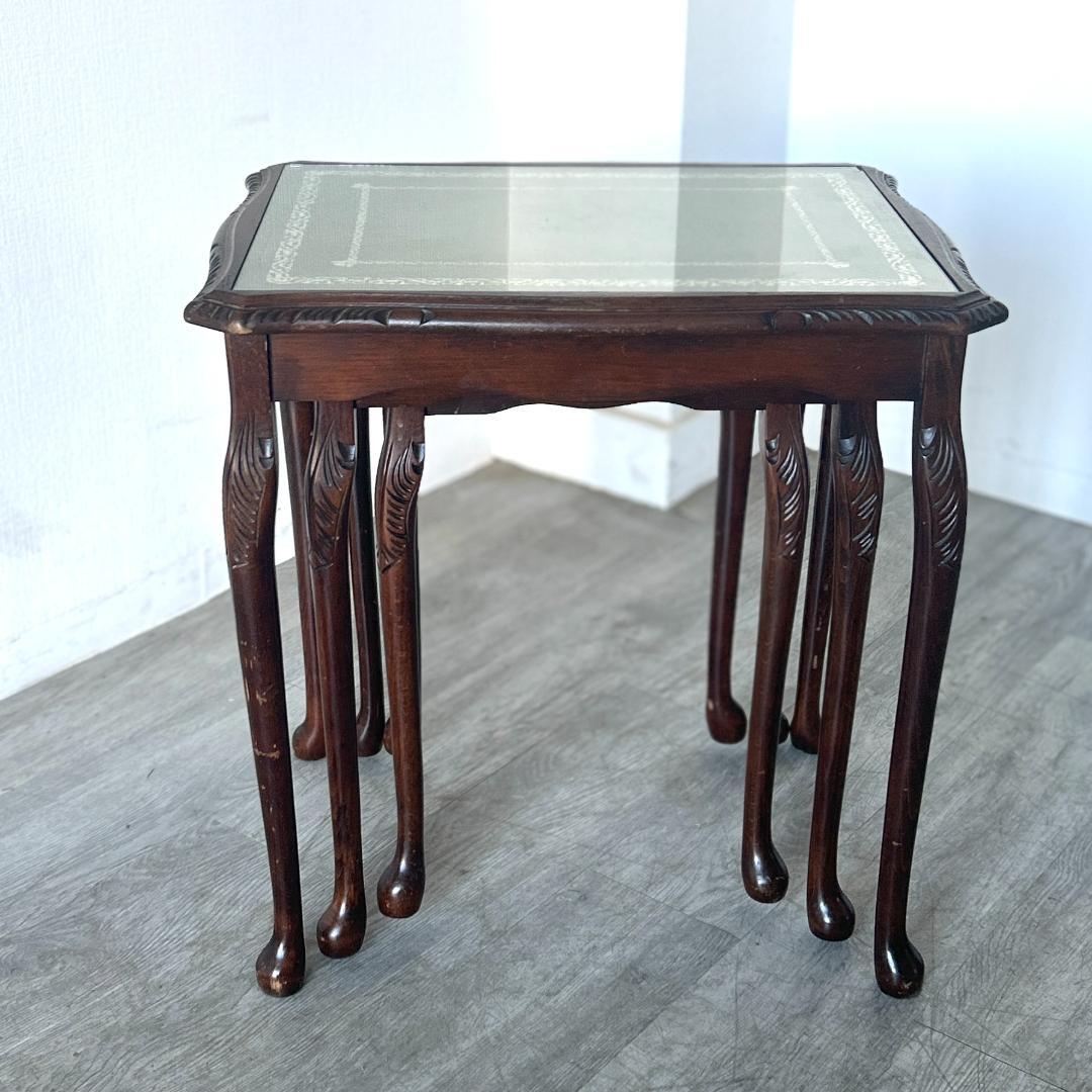 イギリス アンティーク家具 ガラストップ ネストテーブル 1960年頃 949A