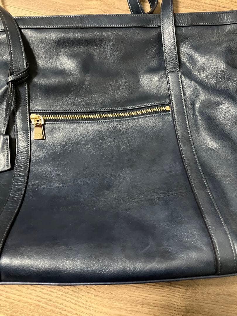 aniary ネイビー レザートートバッグ