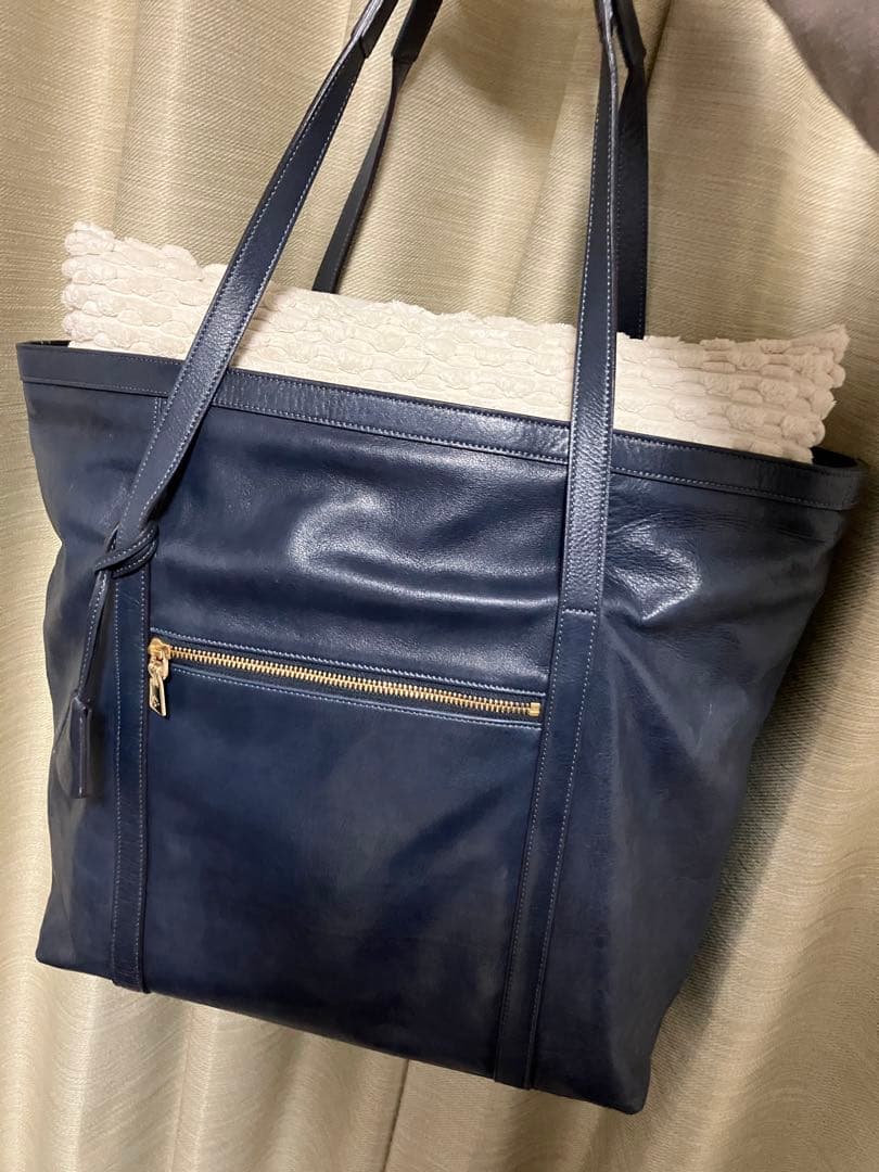 aniary ネイビー レザートートバッグ