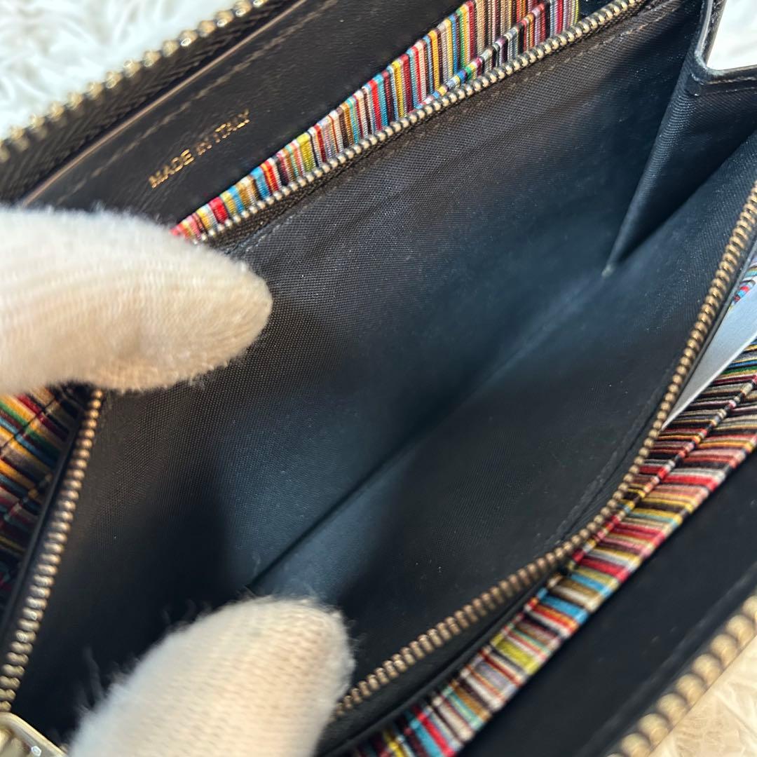 【完売品✨美品/マルチカラー】ポールスミス　ラウンドジップ　長財布　レザー　黒