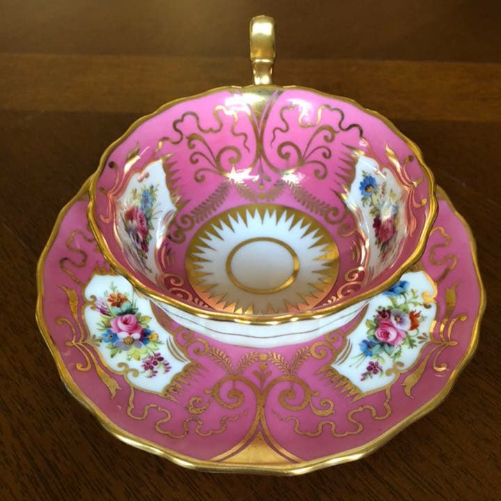 【希少品】コウルドン★手描き金彩ローズ★ピンクC/S