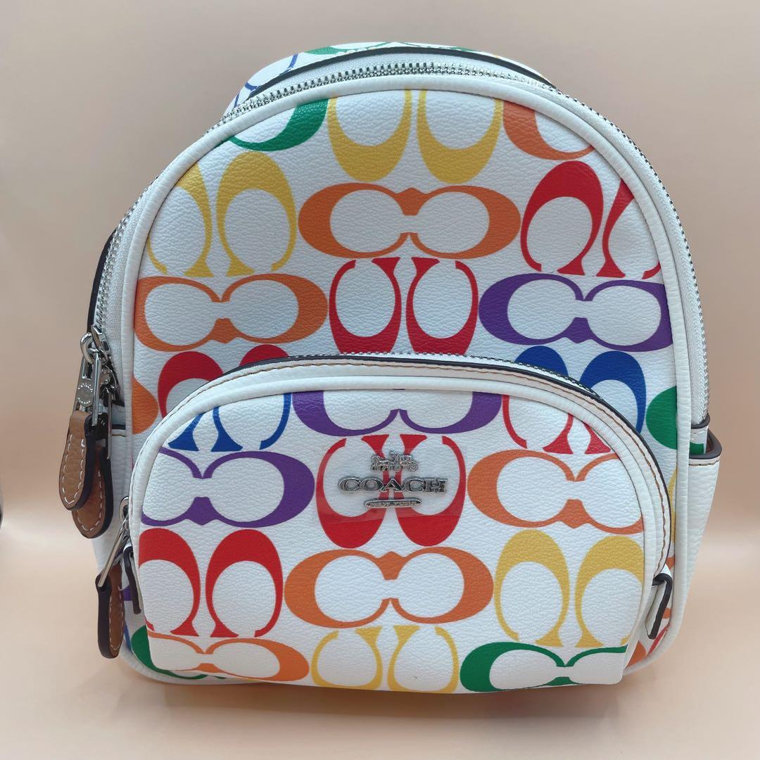 COACH ミニ コート バックパック・レインボー シグネチャー キャンバス