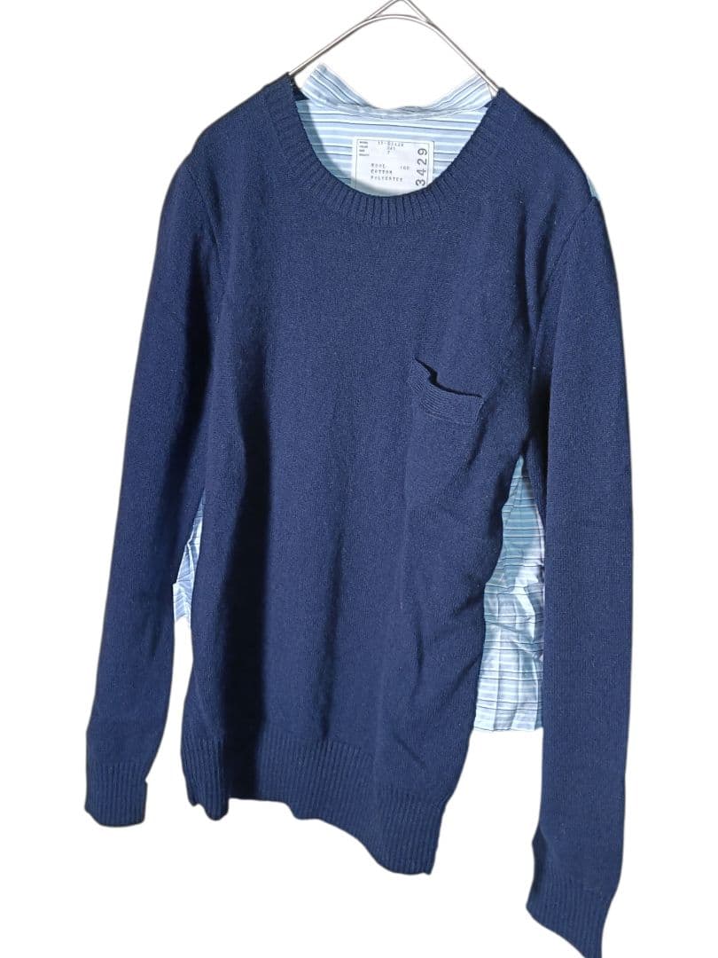 sacai サカイ 異素材ドッキング プリーツ ニット サイズ2