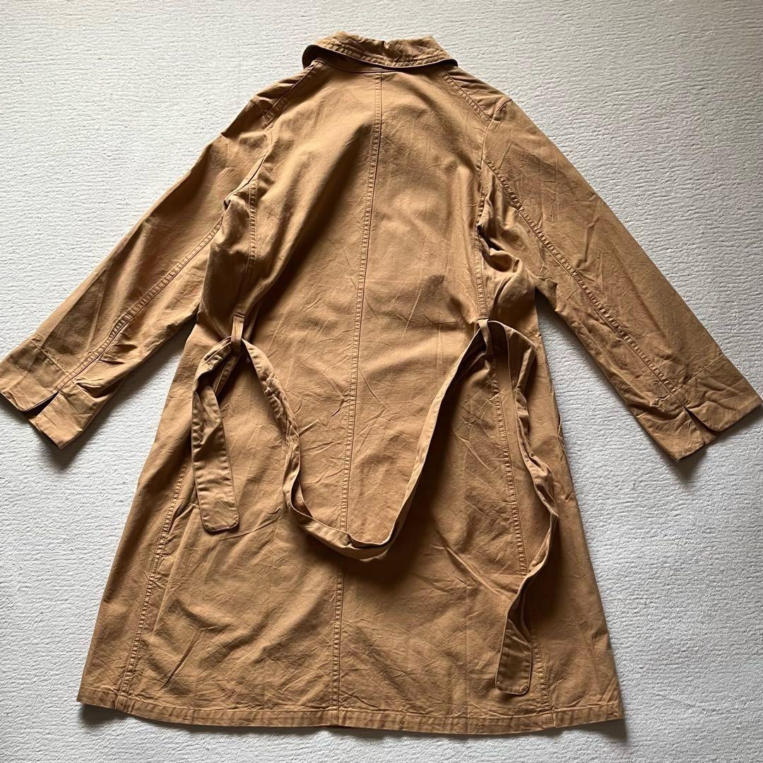 美品 45R ステンカラー ワンピース コート 丸襟 ベルト付き Aライン 2