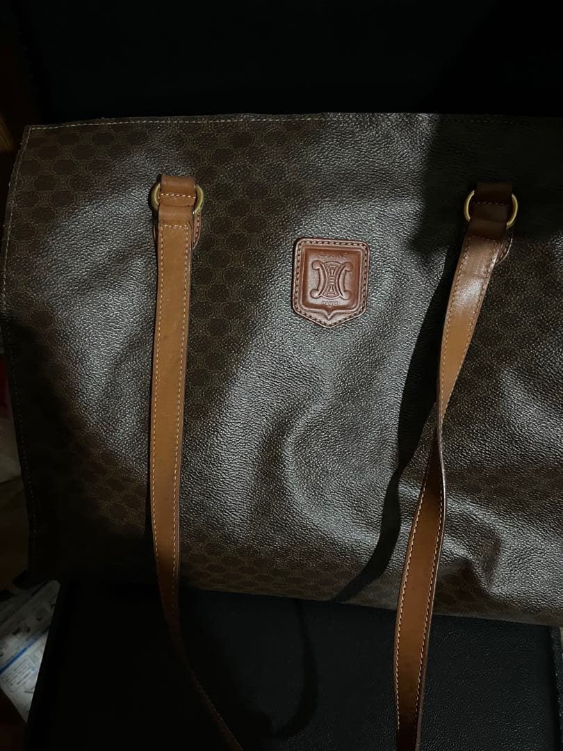 マ*ー様 【CELINE レザー】セリーヌゴールド金具ブラウン　トートバッグ　ラ