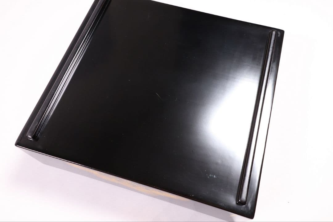 輪島塗 森漆器店 沈金 丸に蔦家紋 松竹梅 五段重箱 黒 朱 木製【MB57】