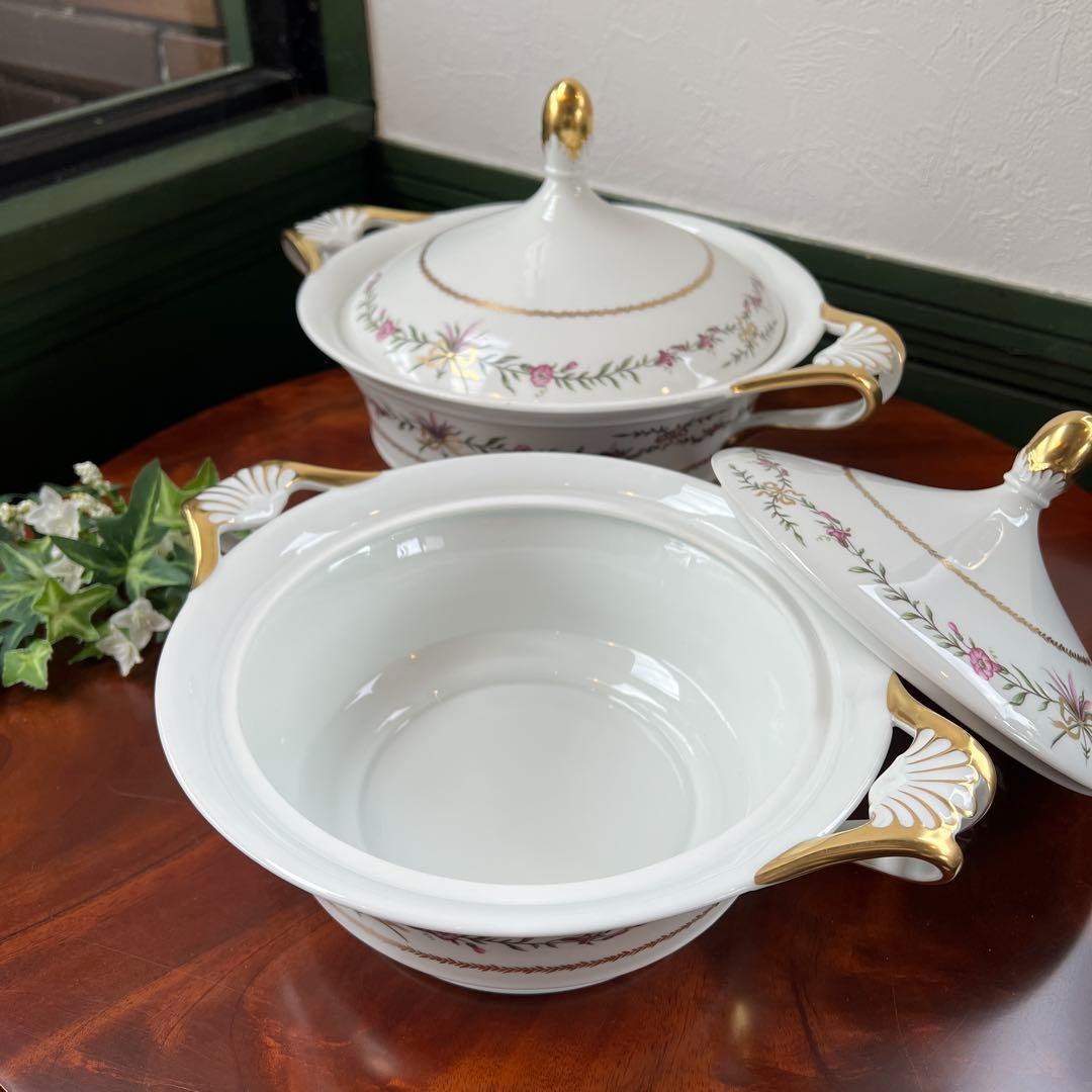 k063 フランス レイノー社製 チュリーン2個・サラダボウル リモージュ磁器