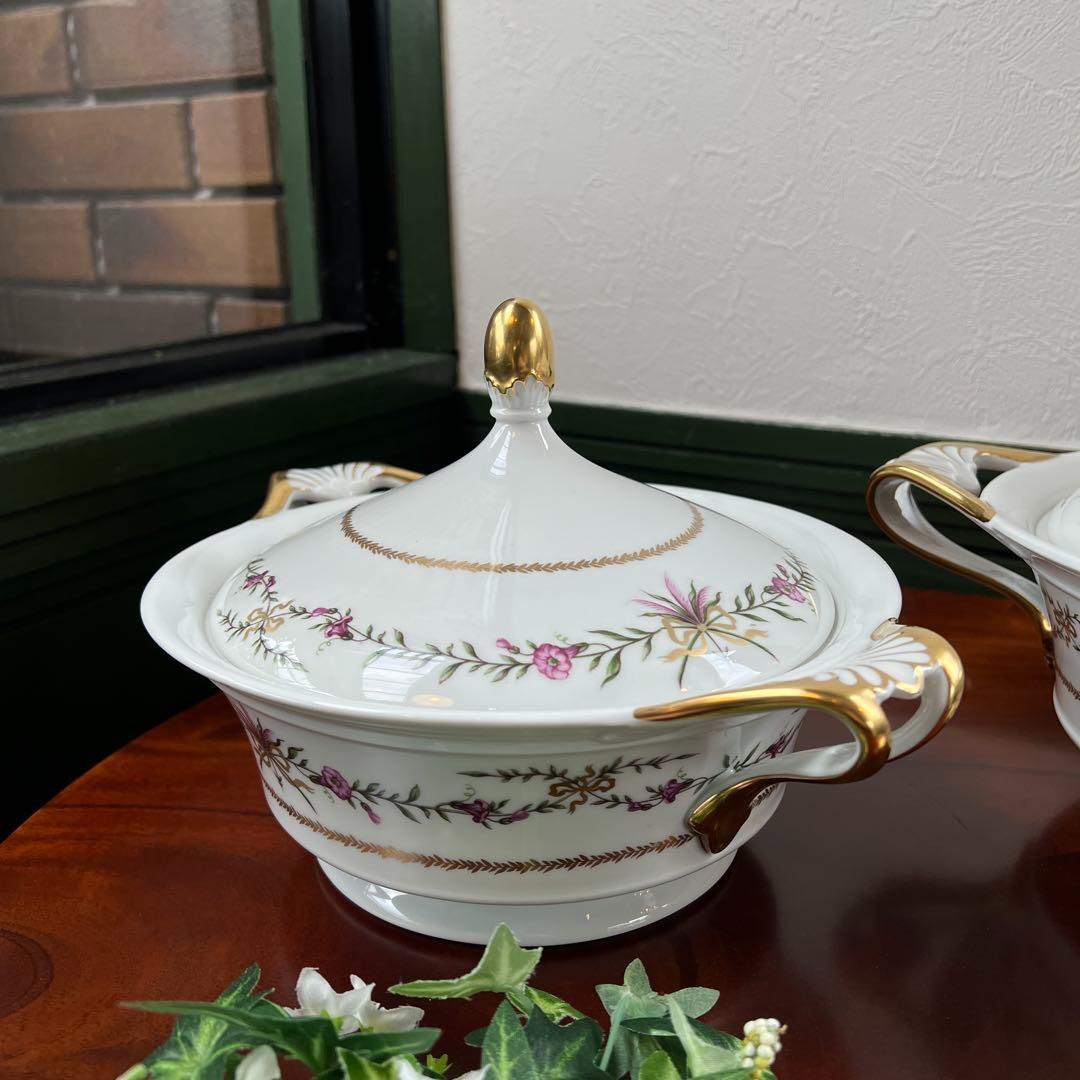 k063 フランス レイノー社製 チュリーン2個・サラダボウル リモージュ磁器