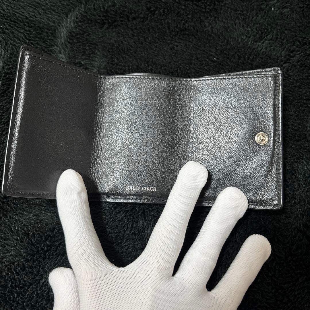 くま　BALENCIAGA コンパクトウォレット 三つ折り財布 　ブラック