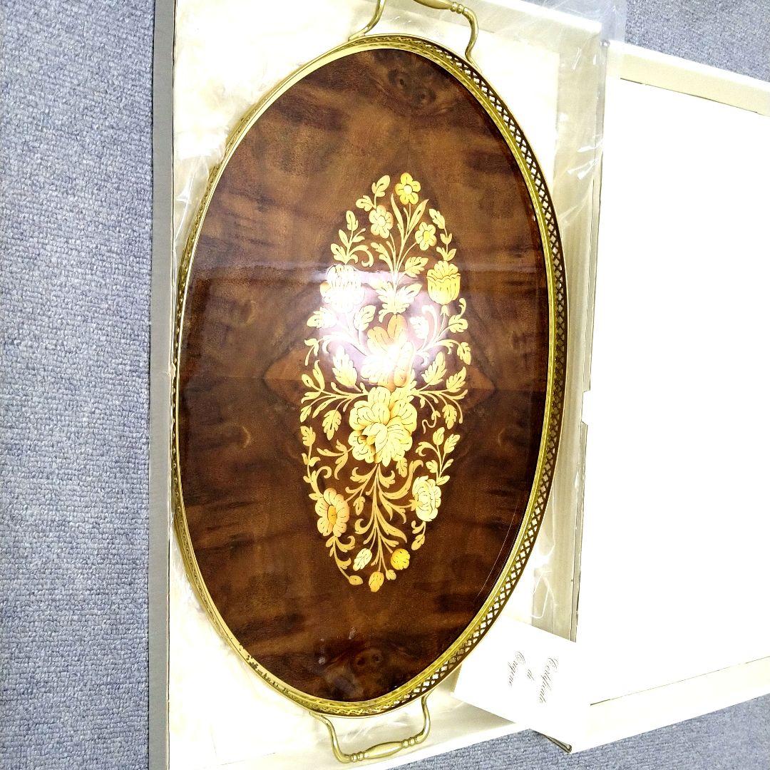 新品　アンティーク　象嵌トレイ　イタリア製　ヴィンテージ