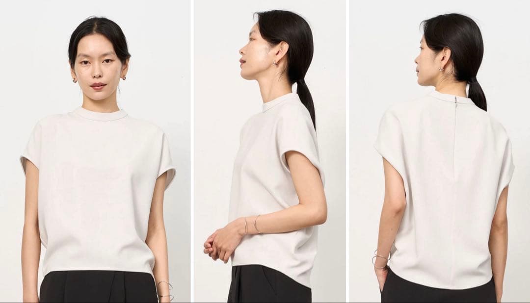 【新品】　SOÉJU ソージュ　スタンドカラーコクーンブラウス　ライトグレー　S