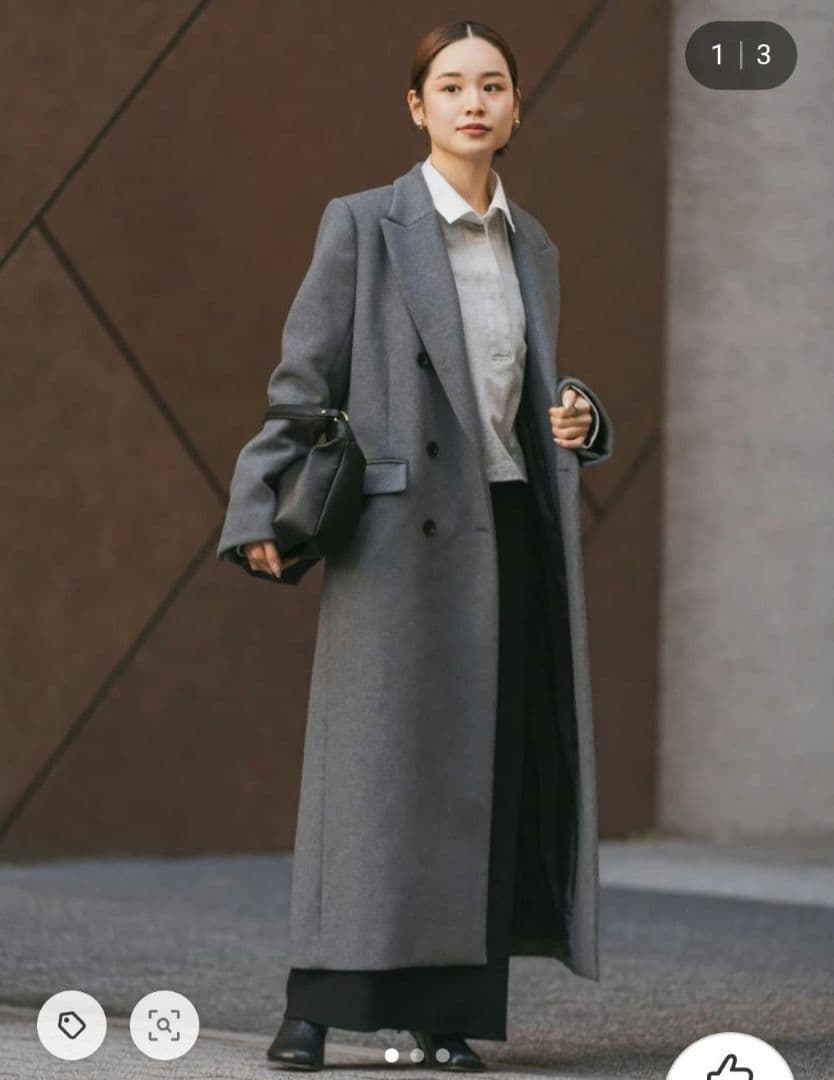 Noble メルトンロングチェスターコート グレー